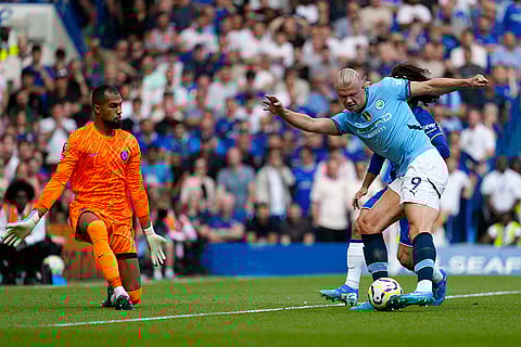 EPL 2024-25, Chelsea Vs Manchester City: Manchester City's Erling Haaland scores his side's opening goal